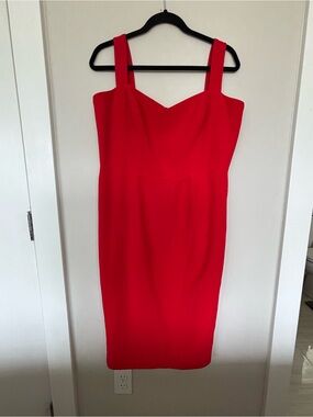 Dress the Population Red Sleeveless Midi Sheath Dress